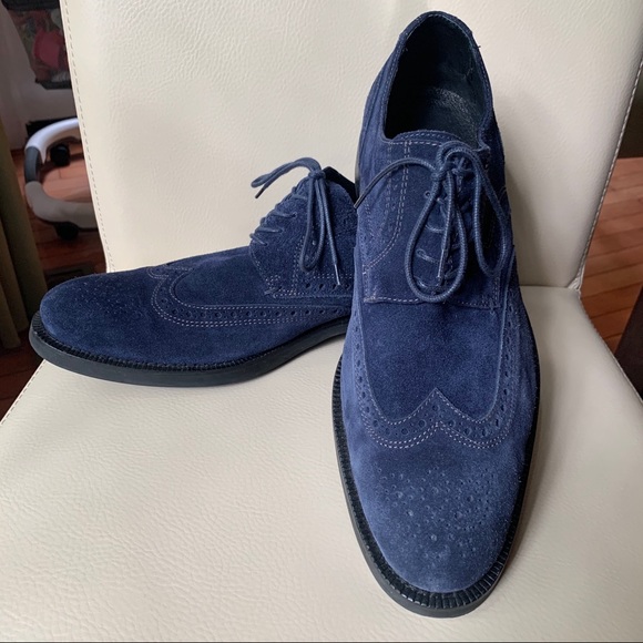 Bugatchi Shoes | Bugatchi Mens Suede Oxford Shoes + Bag | Color: Blue | Size: 9.5 | Lvmimiyaya's Closet